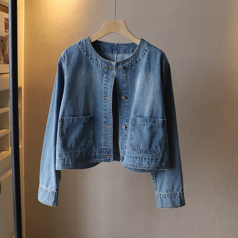 Women Fashion Jeans Top - Fashion O-neck Denim Jacket Women Short