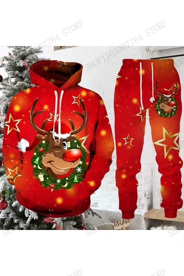 Cute Reindeer Elk Hoodie Pant  - đánh giá và giá Women And Men Fashion