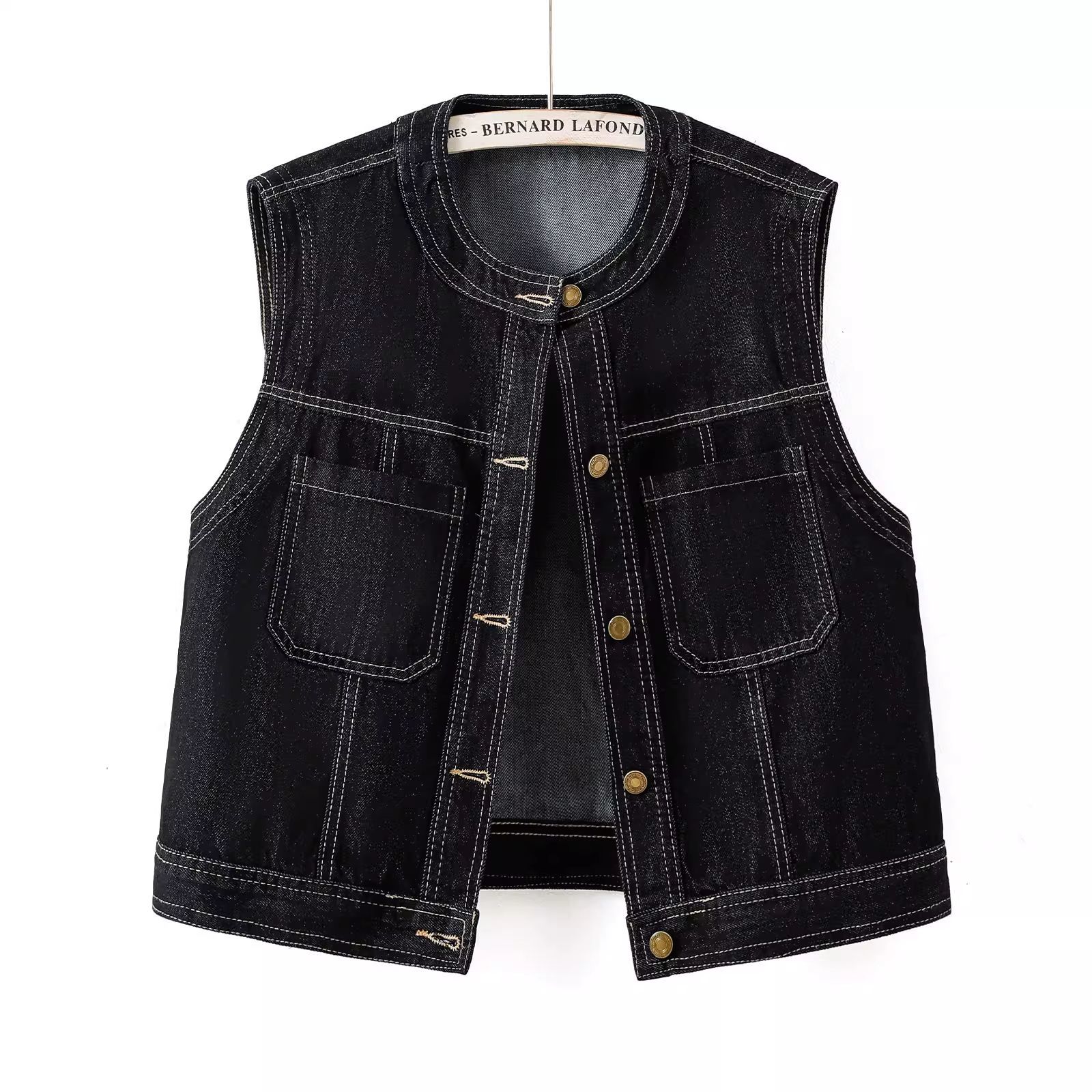 Women Denim Vest O Neck Sleeve - đánh giá và giá Women Fashion Jeans Top
