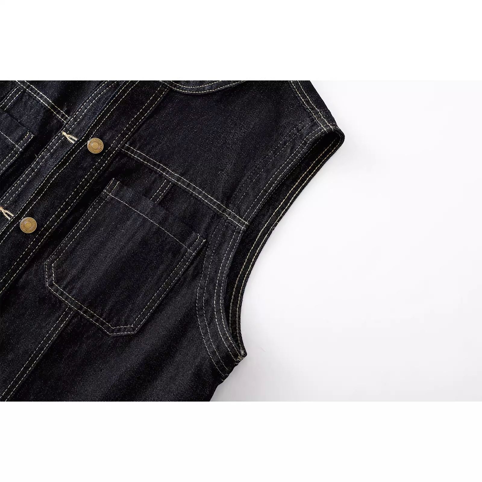 Women Denim Vest O Neck Sleeve - đánh giá và giá Women Fashion Jeans Top