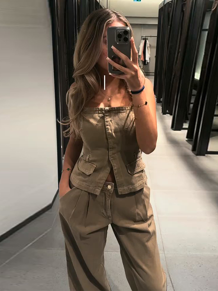 Y2k Women's Chest Wrap Vest Pa - đánh giá và giá Women Fashion Jeans Top