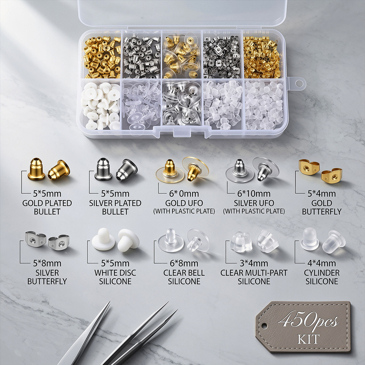 450pcs Silicone & Metal Earrin - đánh giá và giá Women'S Fashion Earrings