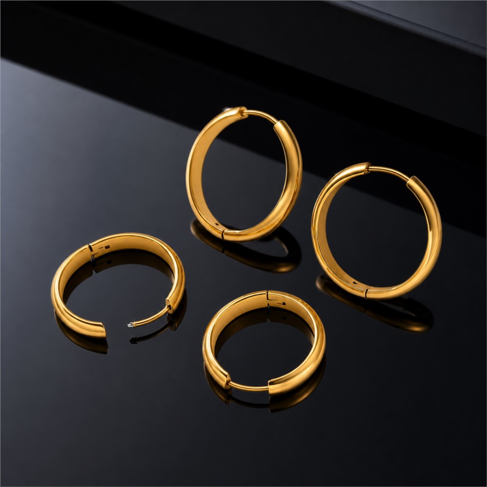 4Pcs Stainless Steel Round Hoo - đánh giá và giá Women'S Fashion Earrings