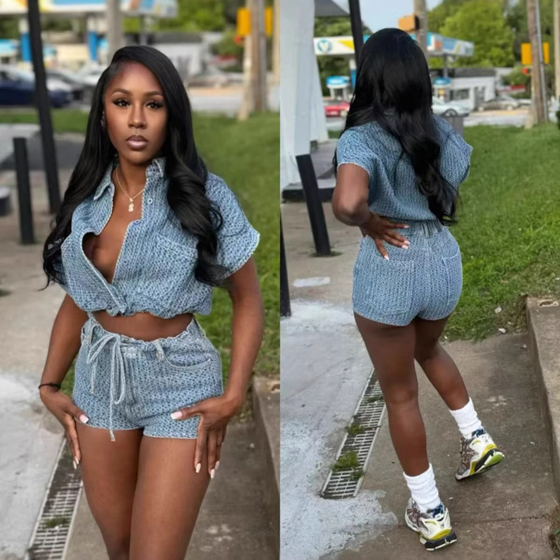 Chic Summer 2 Piece Sets Denim - đánh giá và giá Women Fashion Jeans Top