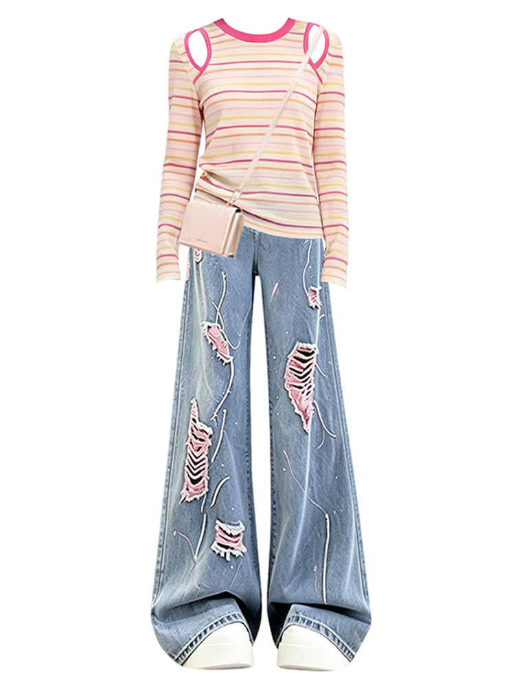 High Waist Knitted Dopaamine S - đánh giá và giá Women Fashion Jeans Top