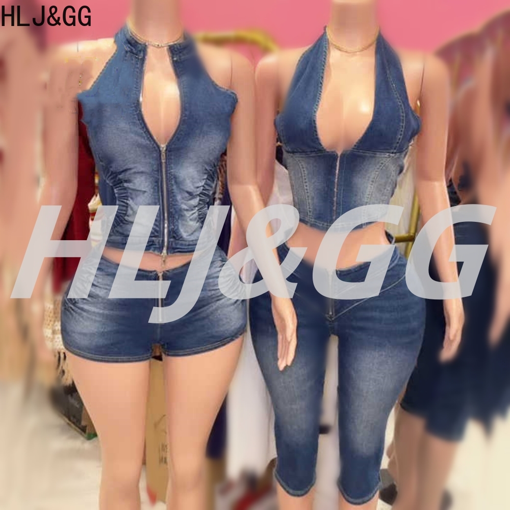 HLJ&GG Blue Fashion Denim Halt - đánh giá và giá Women Fashion Jeans Top