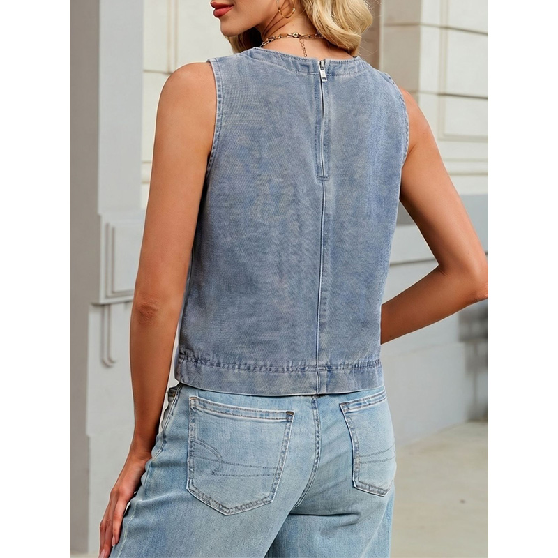 Benuynffy Casual Round Neck De - đánh giá và giá Women Fashion Jeans Top