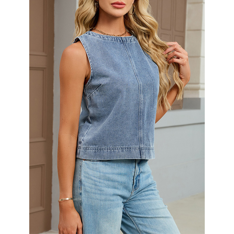 Benuynffy Casual Round Neck De - đánh giá và giá Women Fashion Jeans Top