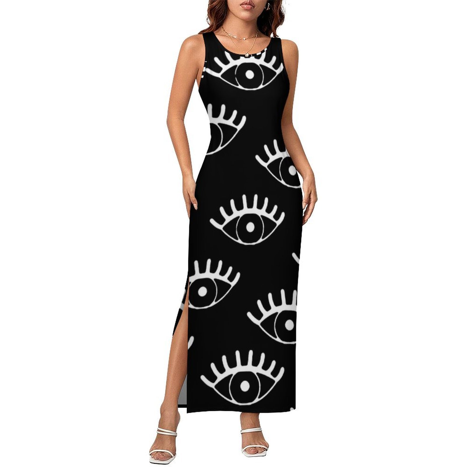 White Eyes Bodycon Dress Summe - đánh giá và giá Women Fashion Vector