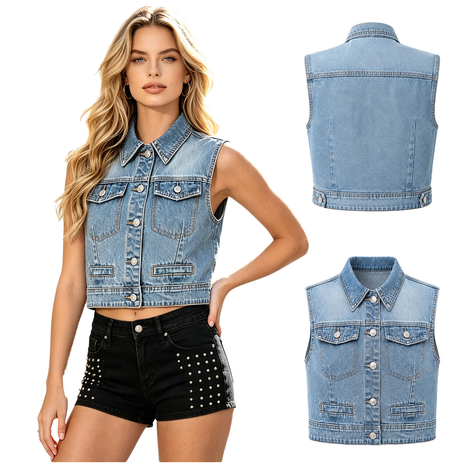 Womens Fashion Denim Waistcoat - đánh giá và giá Women Fashion Jeans Top